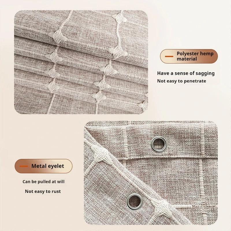 Modern Jacquard Linen Shower Curtain with Tassels (1 pcs) │ For Nordic Bathroom Decoration