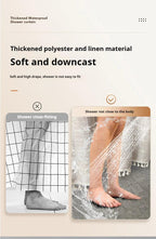 Modern Jacquard Linen Shower Curtain with Tassels (1 pcs) │ For Nordic Bathroom Decoration