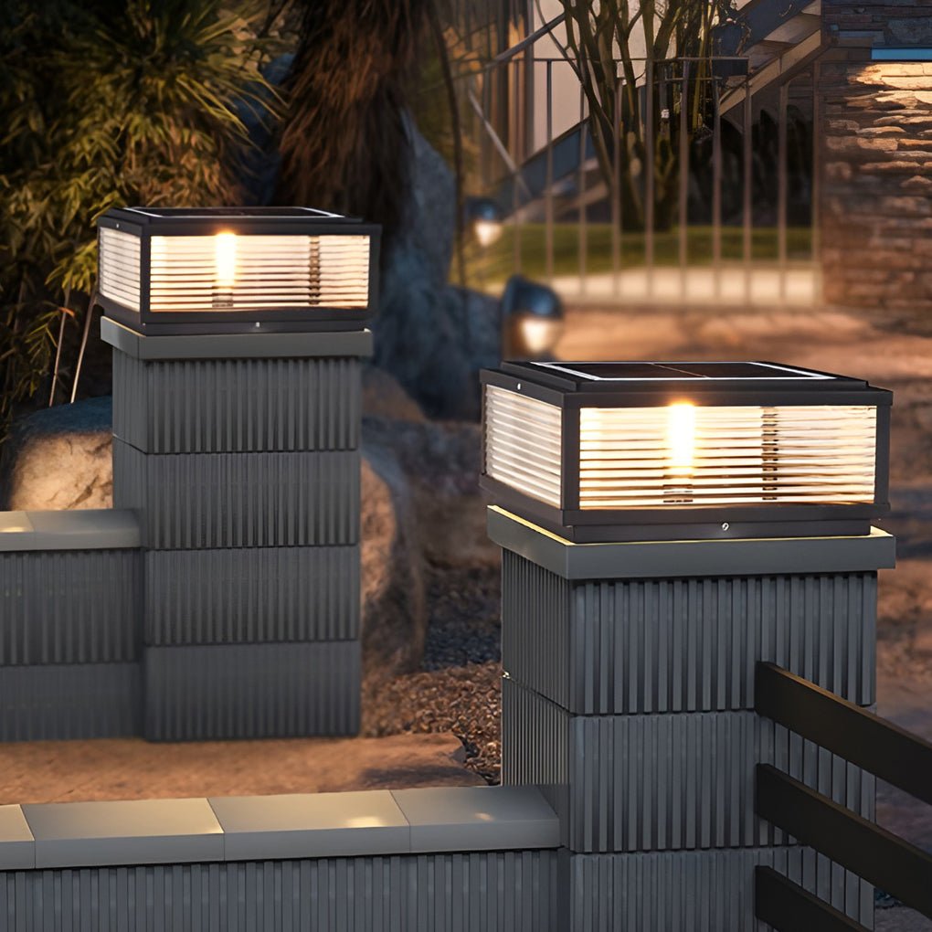 Decorative Post Lamp with Square Glass Shade
