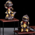 Monkey King in Meditation Decorative Statue with Character