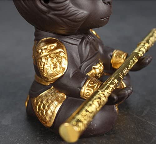 Monkey King in Meditation Decorative Statue with Character