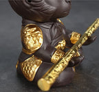Monkey King in Meditation Decorative Statue with Character
