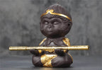 Monkey King in Meditation Decorative Statue with Character