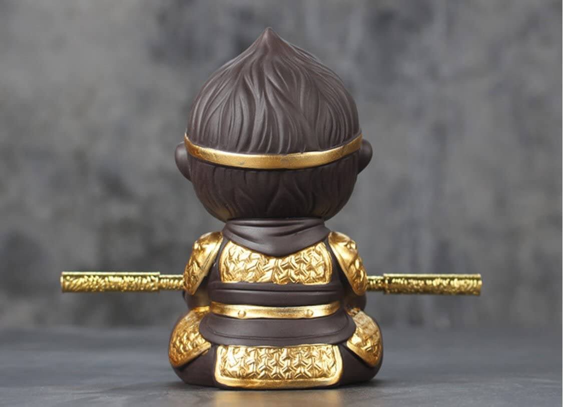 Monkey King in Meditation Decorative Statue with Character