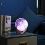 LunarGlow - 16 Colors Moon Lamp with Remote Control and Wooden Stand for Sleep Comfort and Atmosphere