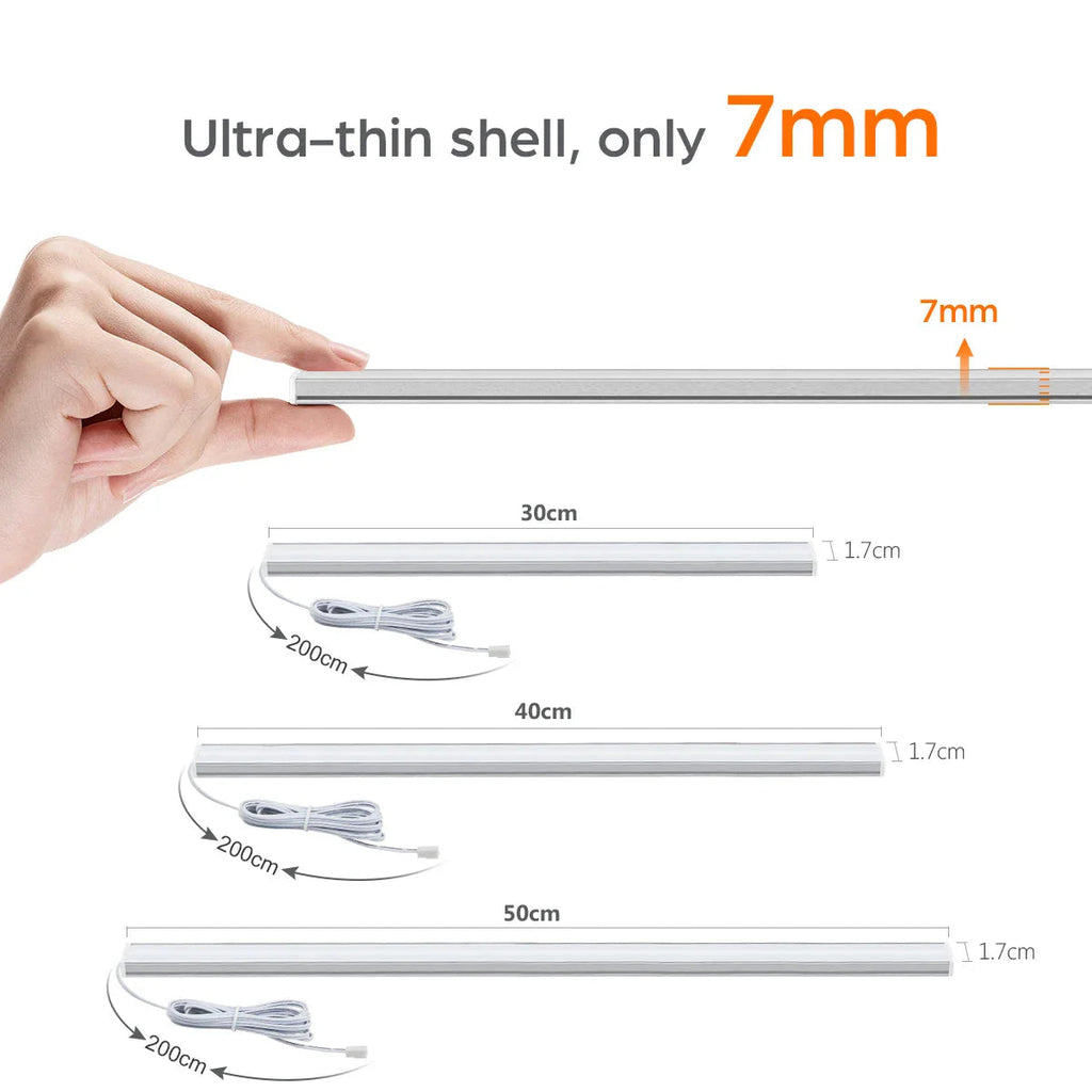 Motion Touch Sensor LED Lights Wireless Light Penetrable Wood Aluminum Bar