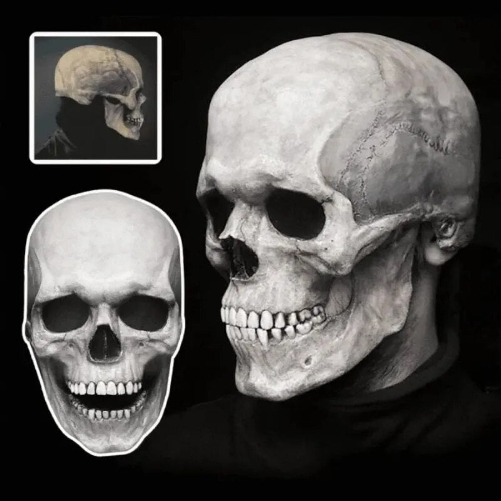 Skull Mask Movable Jaw Realistic Latex Full Head Costume