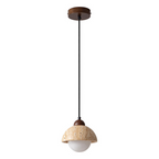 Elegant pendant lamp made of wood and natural marble