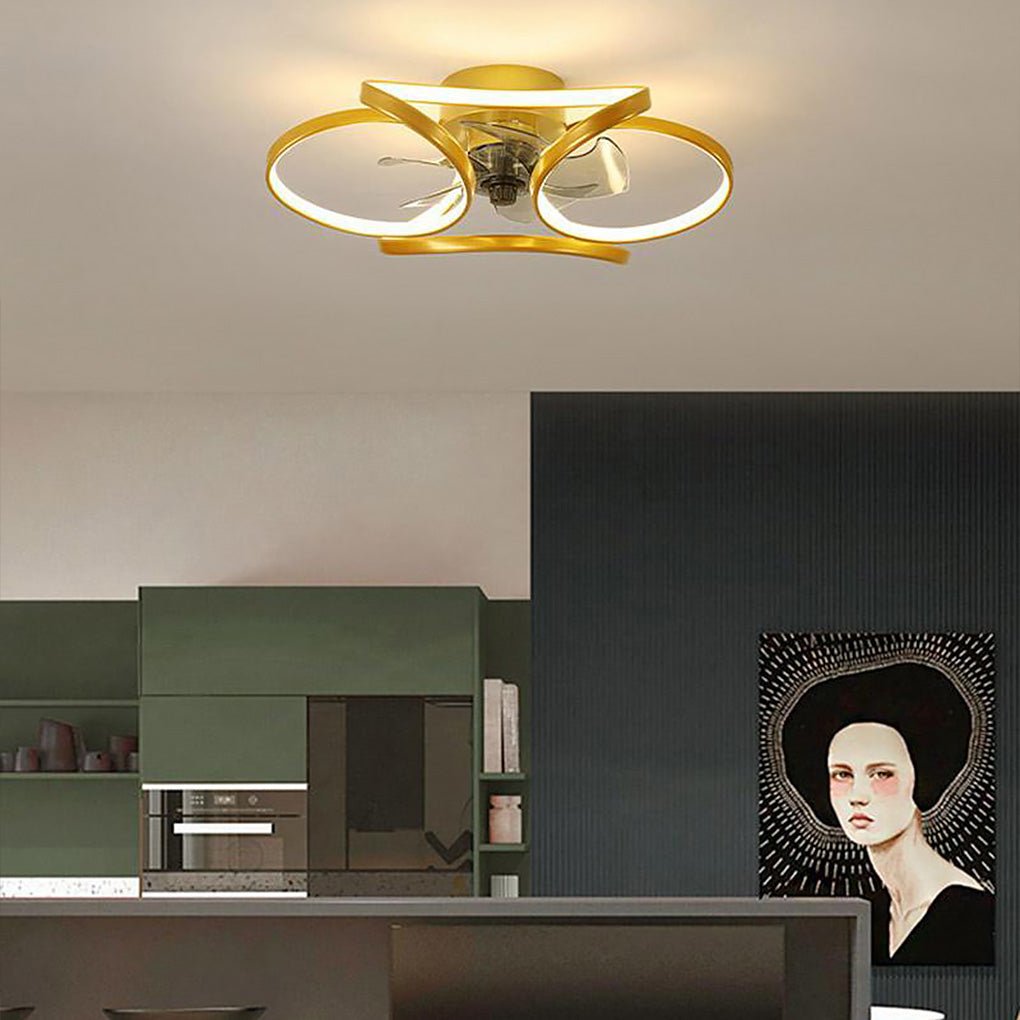 Stylish LED Ceiling Fan with Remote and Floral Decoration