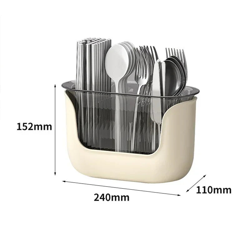 Multifunctional Cutlery Holder and Drain Storage Basket Utensils Rack