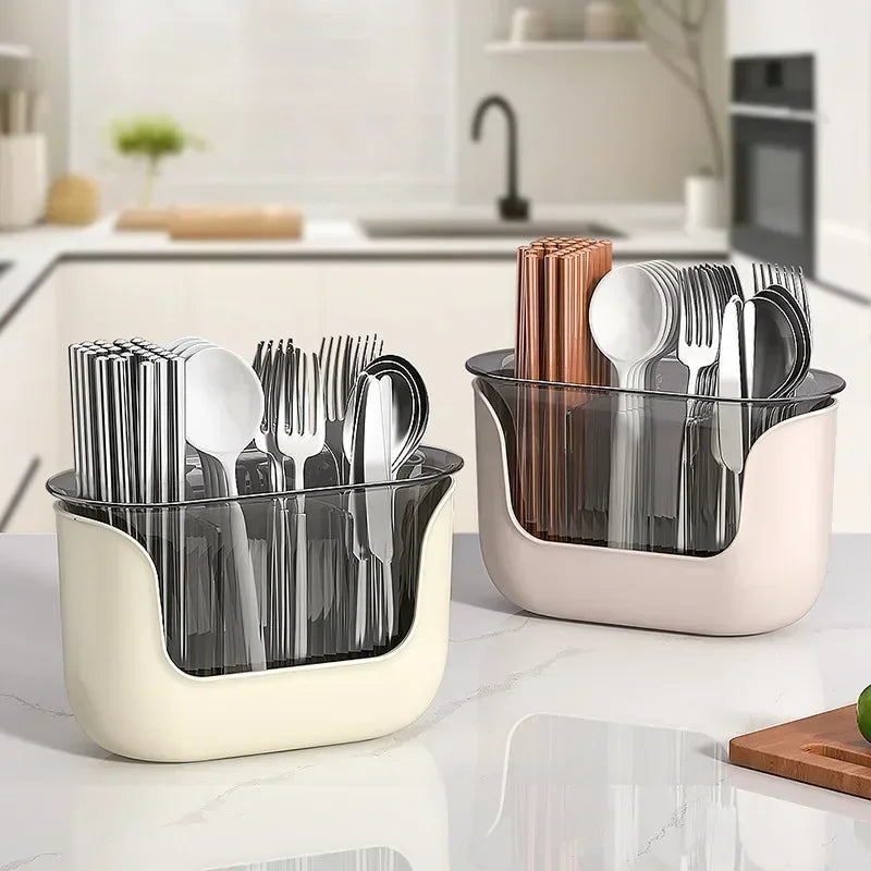 Multifunctional Cutlery Holder and Drain Storage Basket Utensils Rack