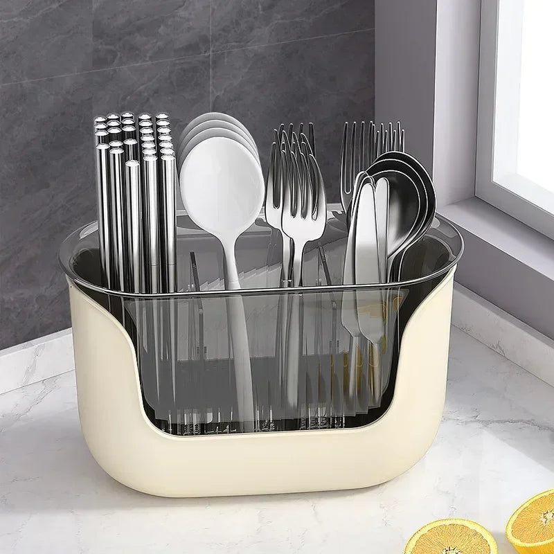 Multifunctional Cutlery Holder and Drain Storage Basket Utensils Rack