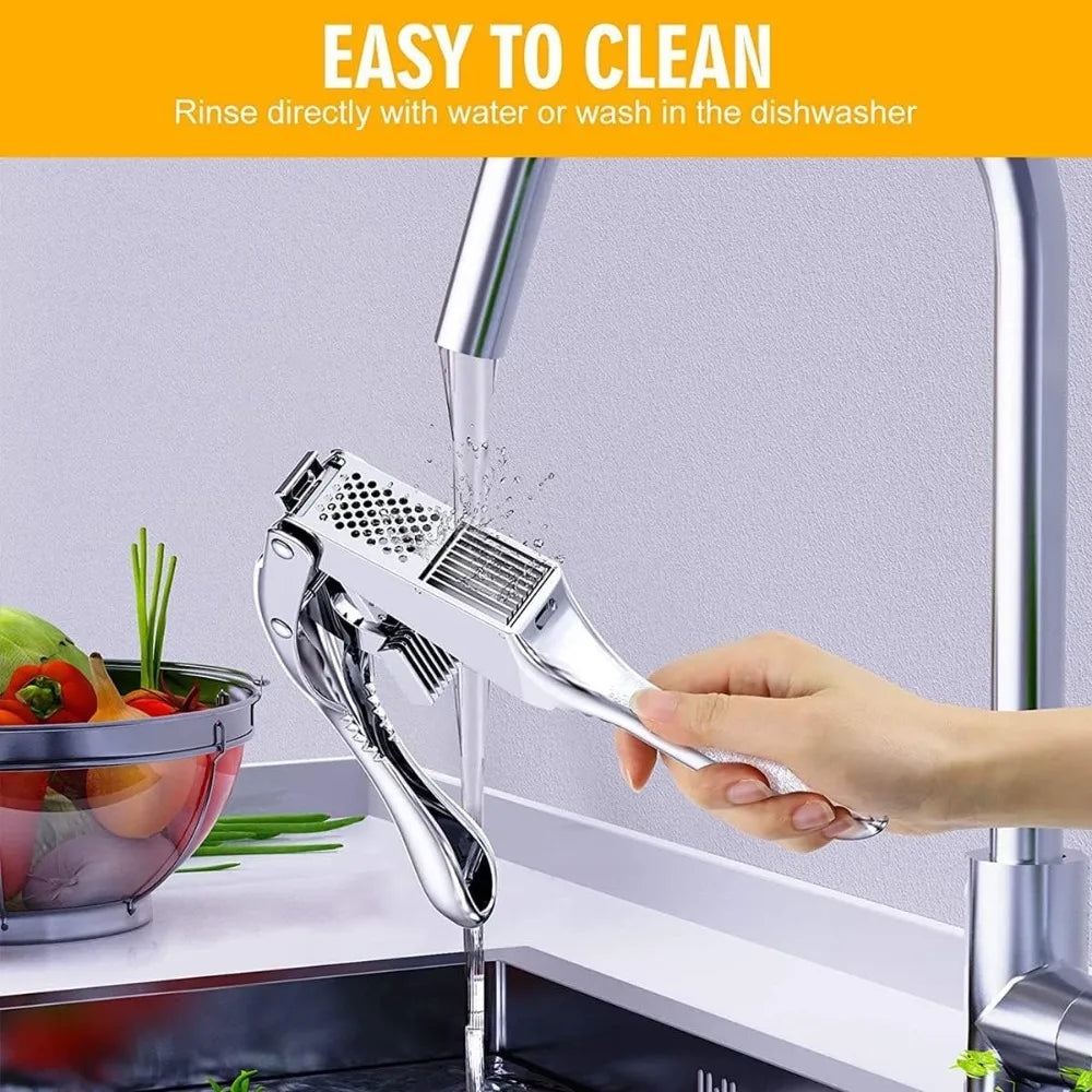 Multipurpose Handheld Stainless Steel Garlic Press Slicer Crusher