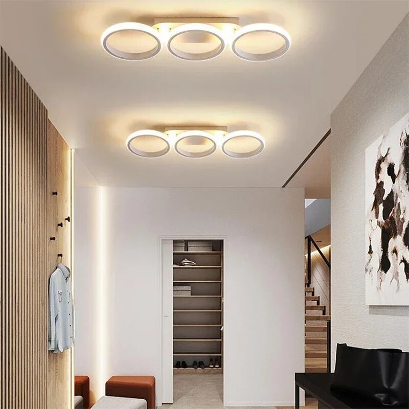 Modern LED Ring Chandelier – Minimalist Ceiling Light for Living Room and Dining Area