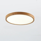 Modern Circular Ceiling Lamp with Adjustable LED Lighting in Warm Walnut Color for Living Room and Bedroom