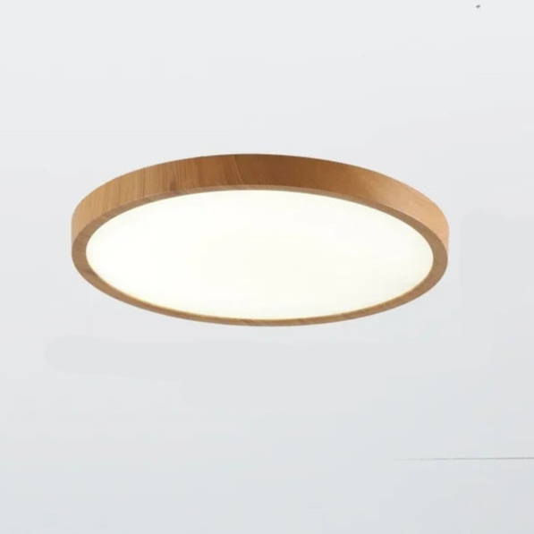 Modern Circular Ceiling Lamp with Adjustable LED Lighting in Warm Walnut Color for Living Room and Bedroom
