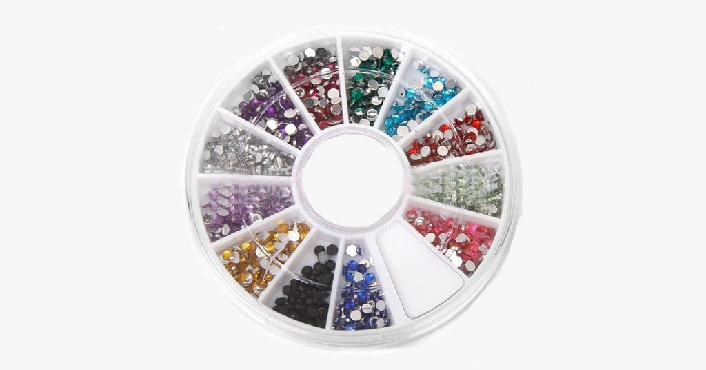 2400 pieces of rhinestones for nail art manicure in 12 color wheel