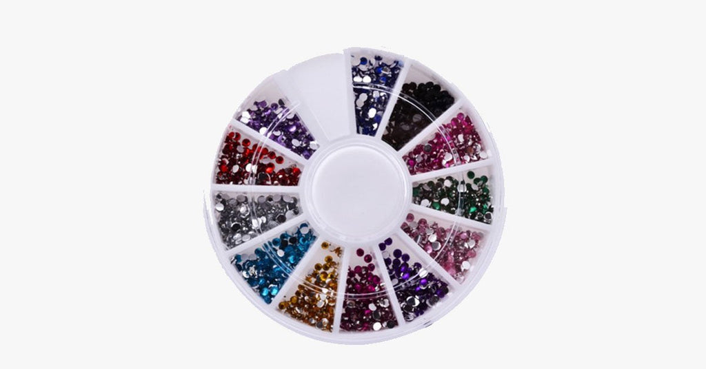 2400 pieces of rhinestones for nail art manicure in 12 color wheel