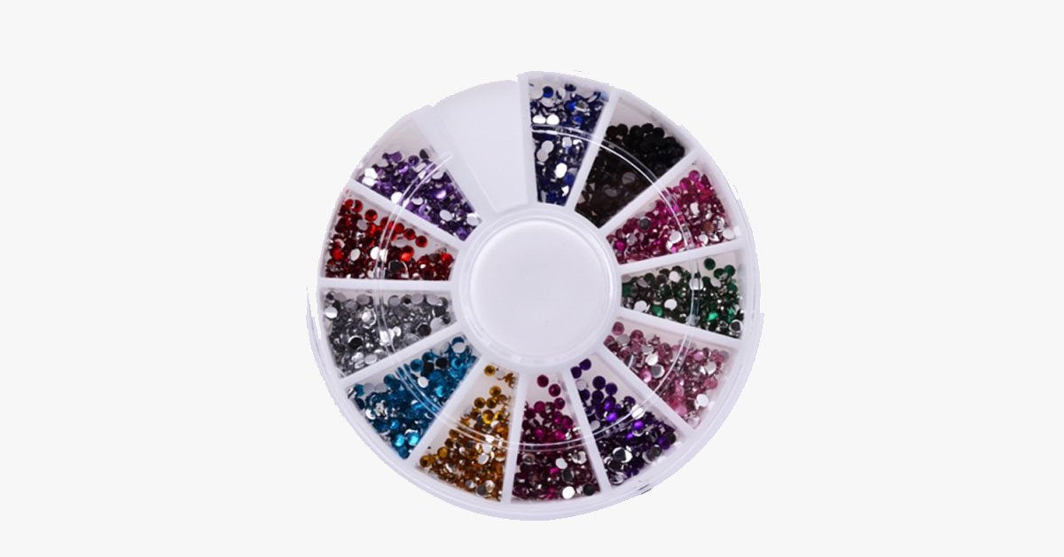 2400 pieces of rhinestones for nail art manicure in 12 color wheel