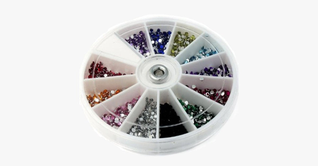 2400 pieces of rhinestones for nail art manicure in 12 color wheel