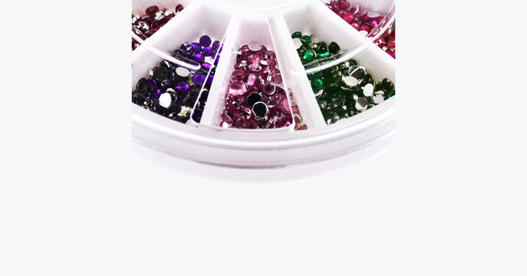 2400 pieces of rhinestones for nail art manicure in 12 color wheel