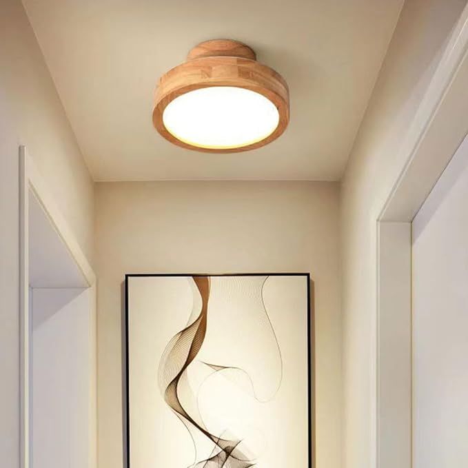 Ceiling Light Wood Frame Flush Mount Lamp