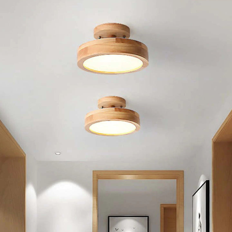 Ceiling Light Wood Frame Flush Mount Lamp