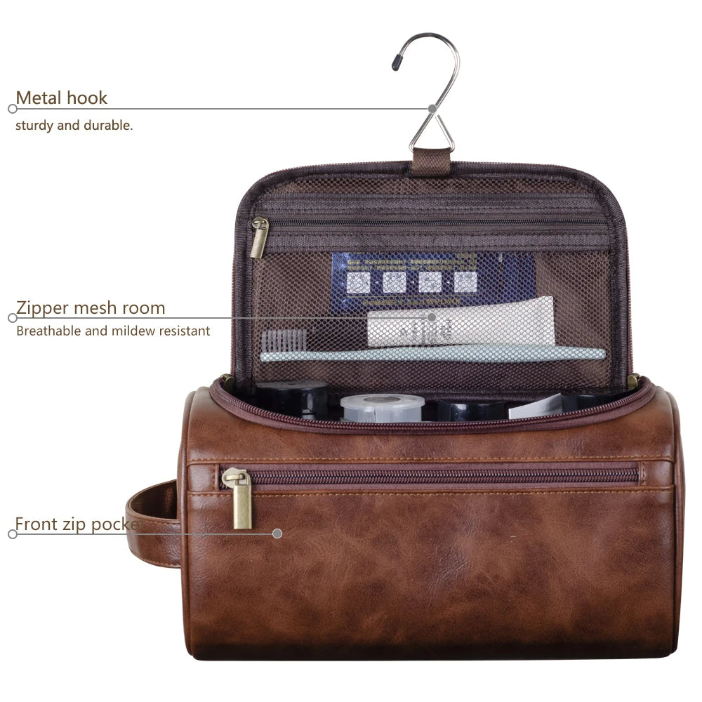 TravelTrek Luxury Bag – Leather Toiletry Bag with Waterproof Lining and YKK Zippers