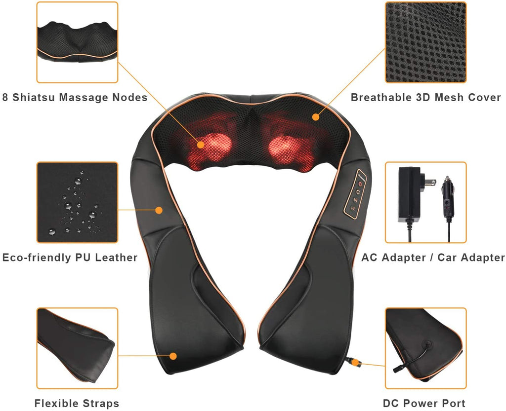 RelaxPro Massage Cushion – Shiatsu Heat Cushion for Neck, Shoulders, and Back