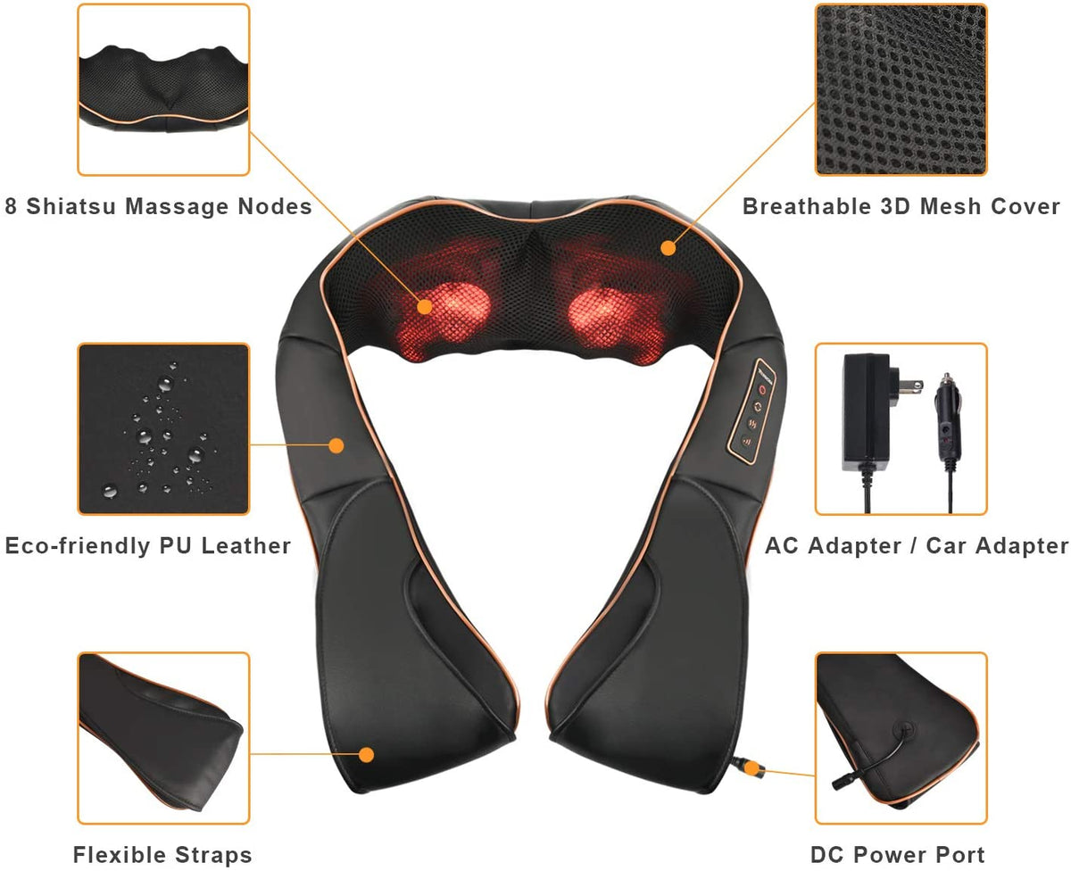 RelaxPro Massage Cushion – Shiatsu Heat Cushion for Neck, Shoulders, and Back