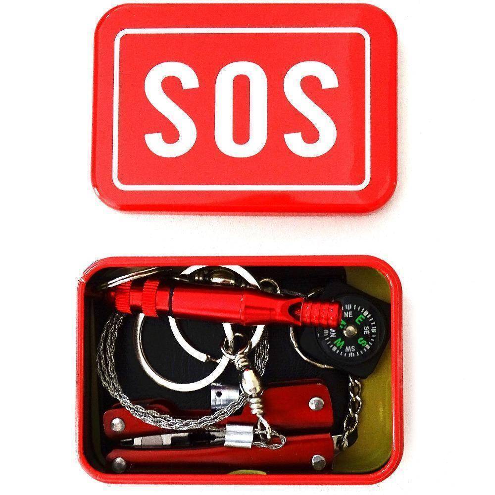 Portable SOS survival kit with 8 tools