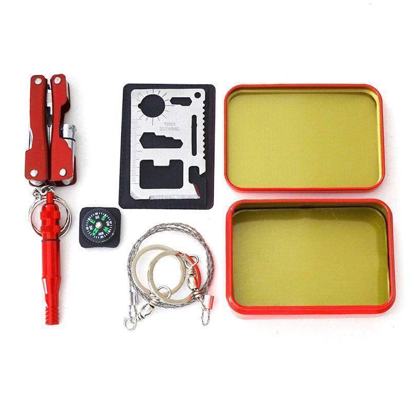 Portable SOS survival kit with 8 tools