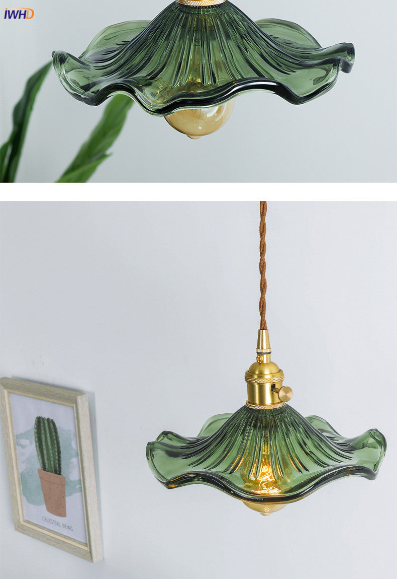 NORDIC DESIGN LED HANGING LAMP | COLOURED GLASS & COPPER LIGHTING FOR BEDROOM, LIVING ROOM & BAR