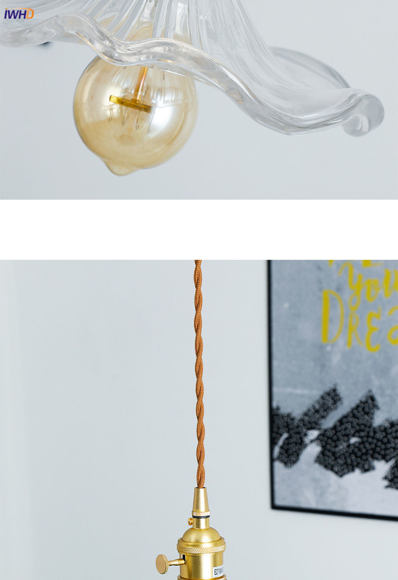 NORDIC DESIGN LED HANGING LAMP | COLOURED GLASS & COPPER LIGHTING FOR BEDROOM, LIVING ROOM & BAR