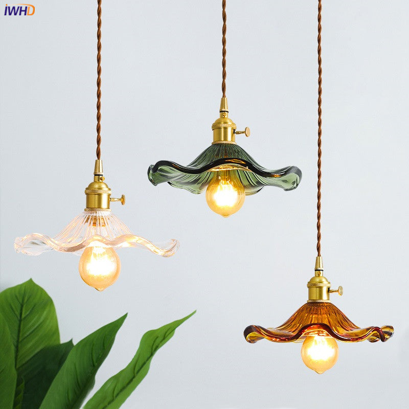 NORDIC DESIGN LED HANGING LAMP | COLOURED GLASS & COPPER LIGHTING FOR BEDROOM, LIVING ROOM & BAR