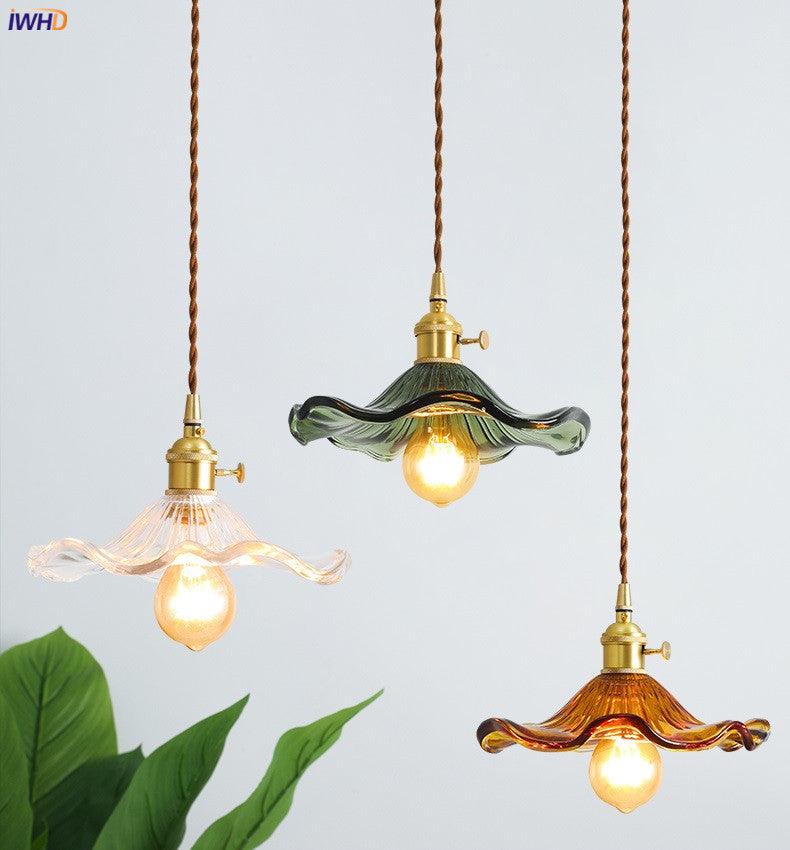 NORDIC DESIGN LED HANGING LAMP | COLOURED GLASS & COPPER LIGHTING FOR BEDROOM, LIVING ROOM & BAR