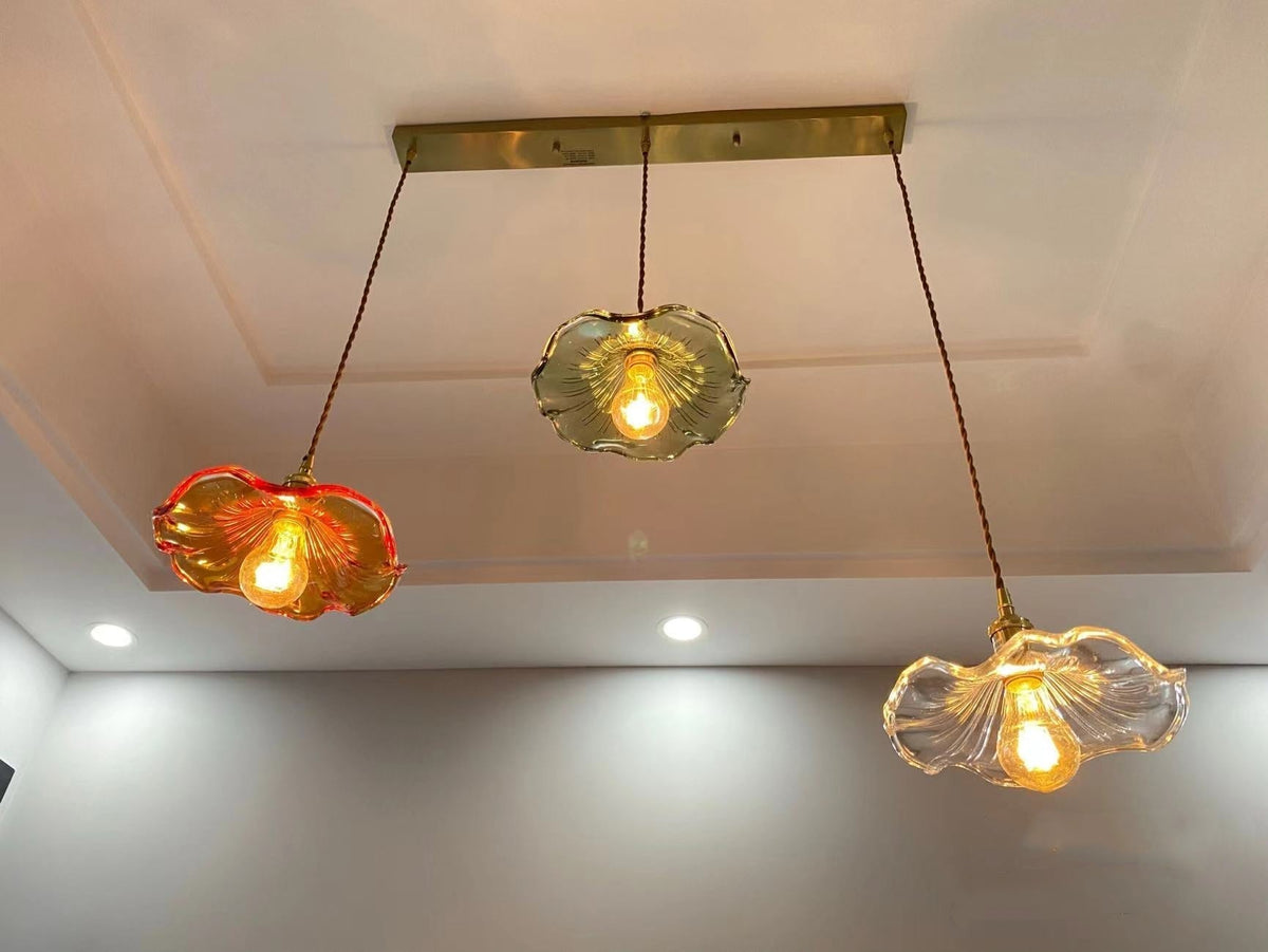 NORDIC DESIGN LED HANGING LAMP | COLOURED GLASS & COPPER LIGHTING FOR BEDROOM, LIVING ROOM & BAR