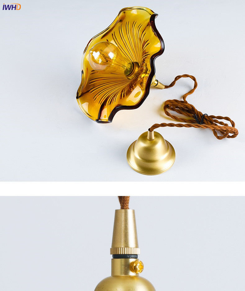 NORDIC DESIGN LED HANGING LAMP | COLOURED GLASS & COPPER LIGHTING FOR BEDROOM, LIVING ROOM & BAR