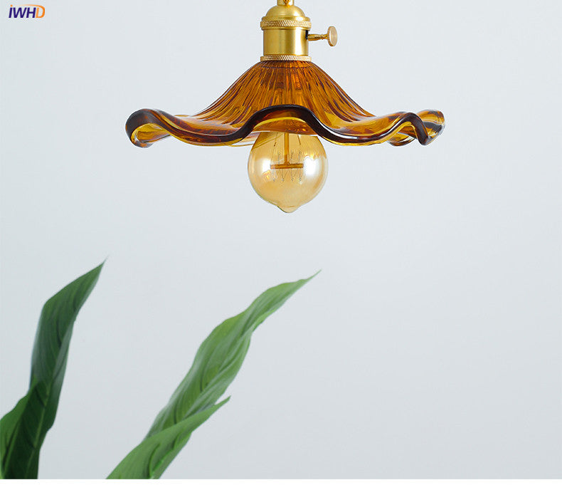 NORDIC DESIGN LED HANGING LAMP | COLOURED GLASS & COPPER LIGHTING FOR BEDROOM, LIVING ROOM & BAR