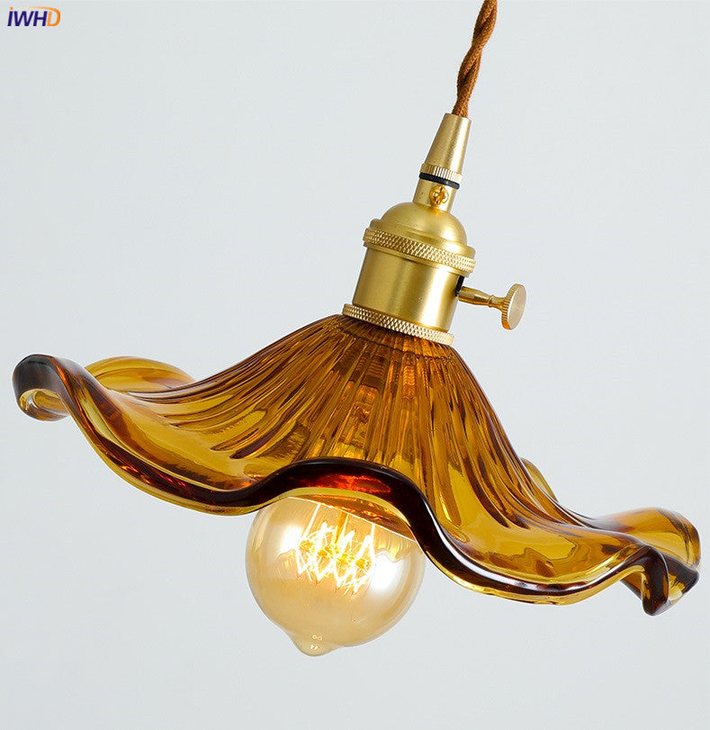 NORDIC DESIGN LED HANGING LAMP | COLOURED GLASS & COPPER LIGHTING FOR BEDROOM, LIVING ROOM & BAR