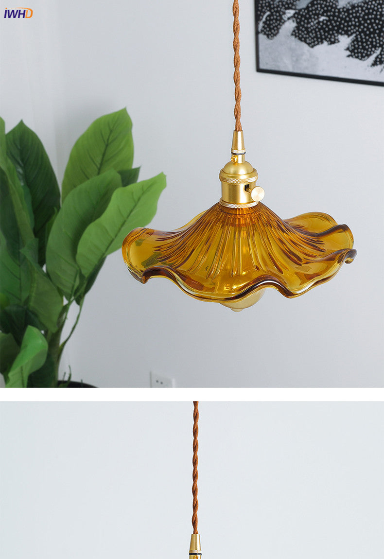 NORDIC DESIGN LED HANGING LAMP | COLOURED GLASS & COPPER LIGHTING FOR BEDROOM, LIVING ROOM & BAR