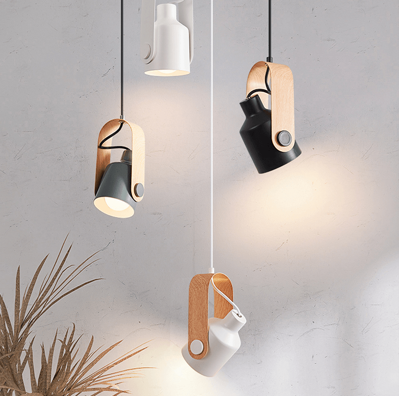 Hanging lamp | Pendant light Black 120 cm Wood & Metal
