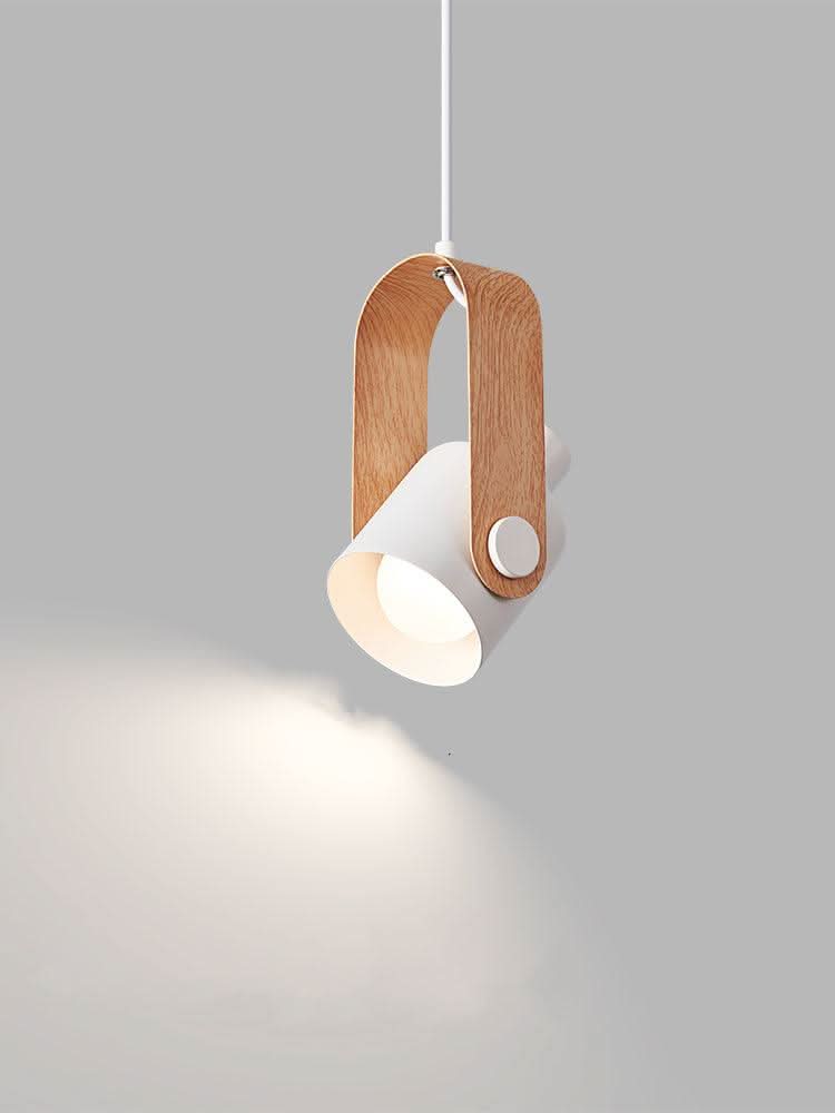 Nordic Wood & Metal Pendant Spotlight – Minimalist Hanging Light