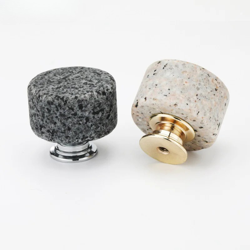 Nordic Marble Cabinet Knobs Aluminum Base Single Hole Drawer Pulls