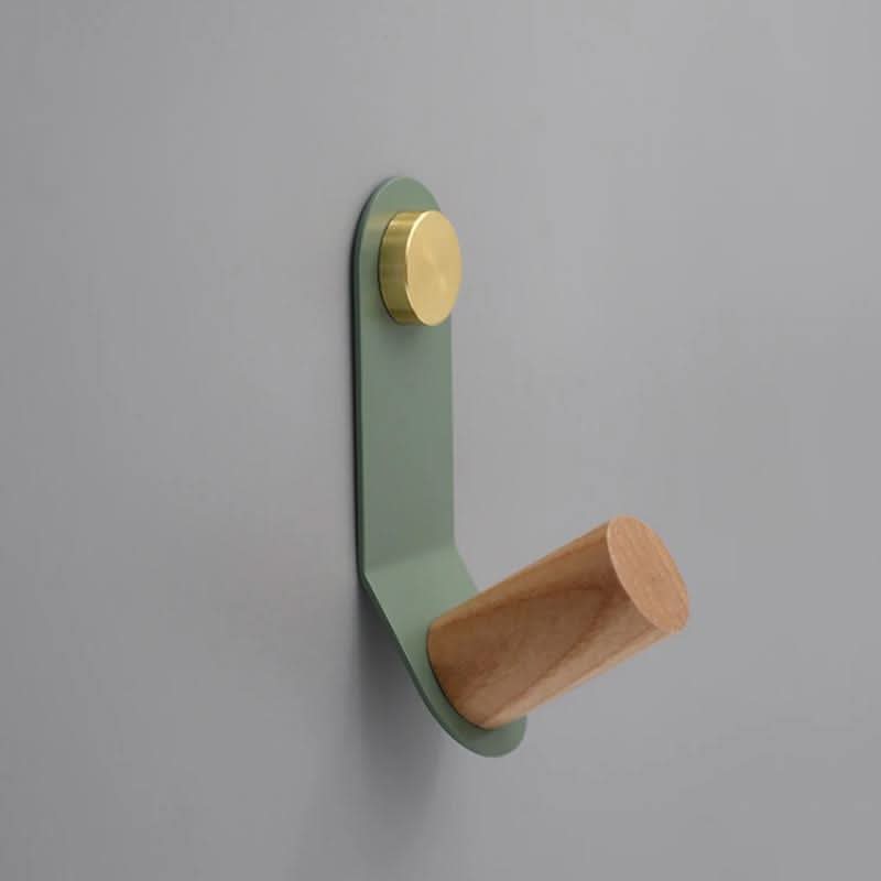Scandinavian Pastel Wall Hook with Oak & Brass