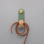 Scandinavian Pastel Wall Hook with Oak & Brass