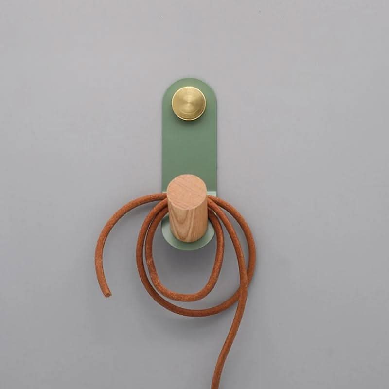 Scandinavian Pastel Wall Hook with Oak & Brass