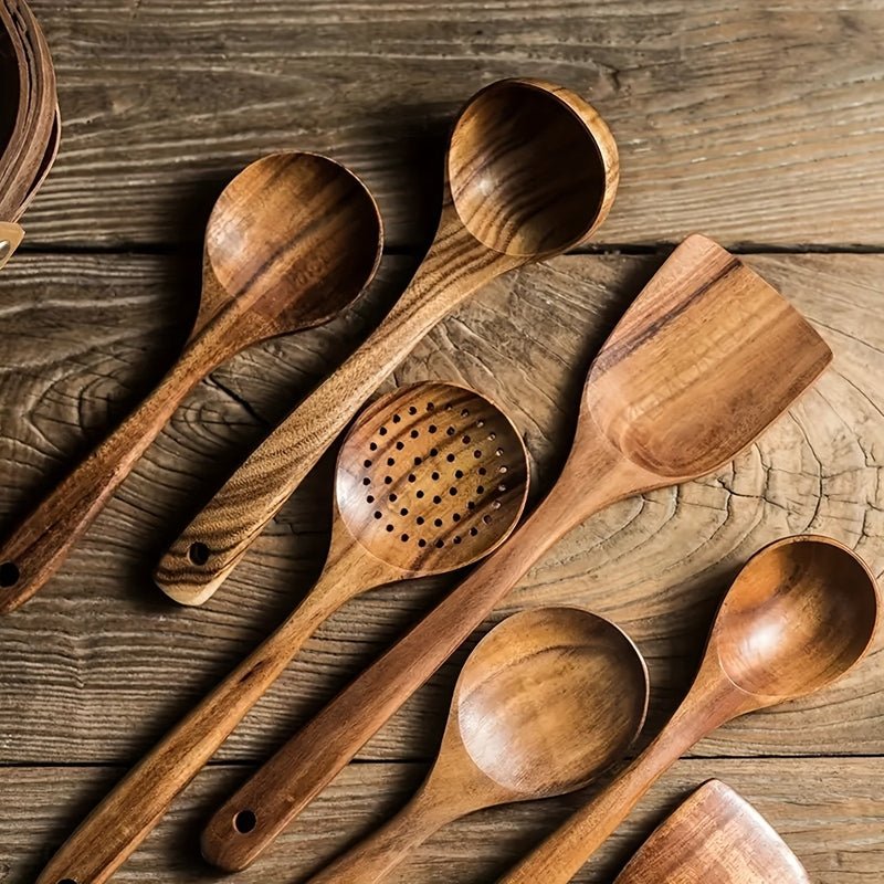FJORDFLAME SET – Sustainable 5-Piece Teak Wood Kitchen Utensil Set