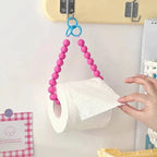 Innovative hanging toilet paper holder with beads