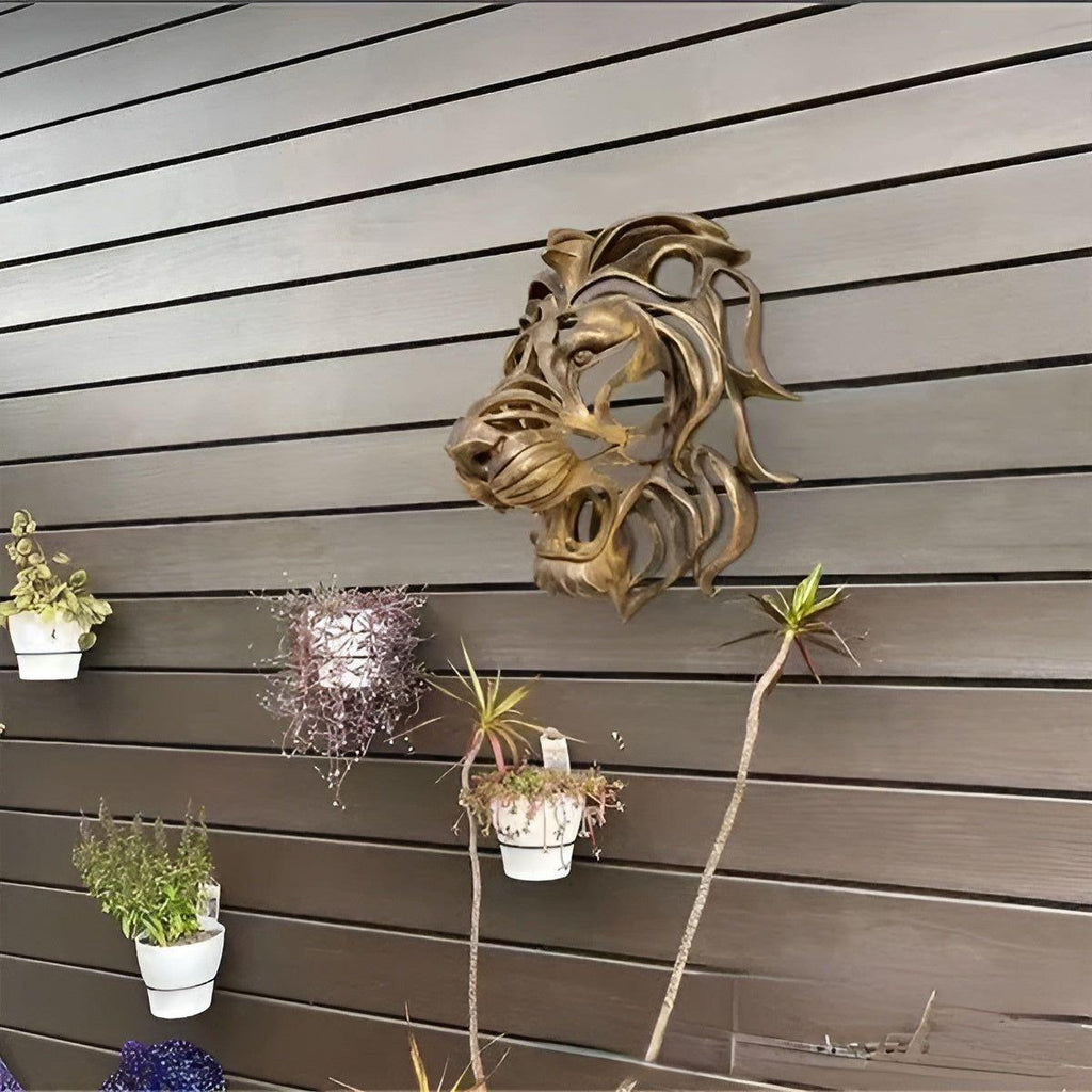 Exquisite gold-plated lion head wall sculpture